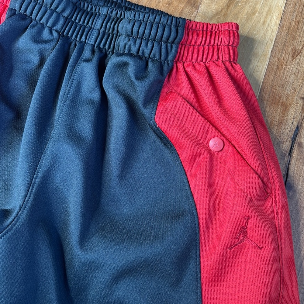 Nike Air Jordan Jogger Pants Wide Loose Leg Warm Up Basketball Red Black Sports - Picture 8 of 12